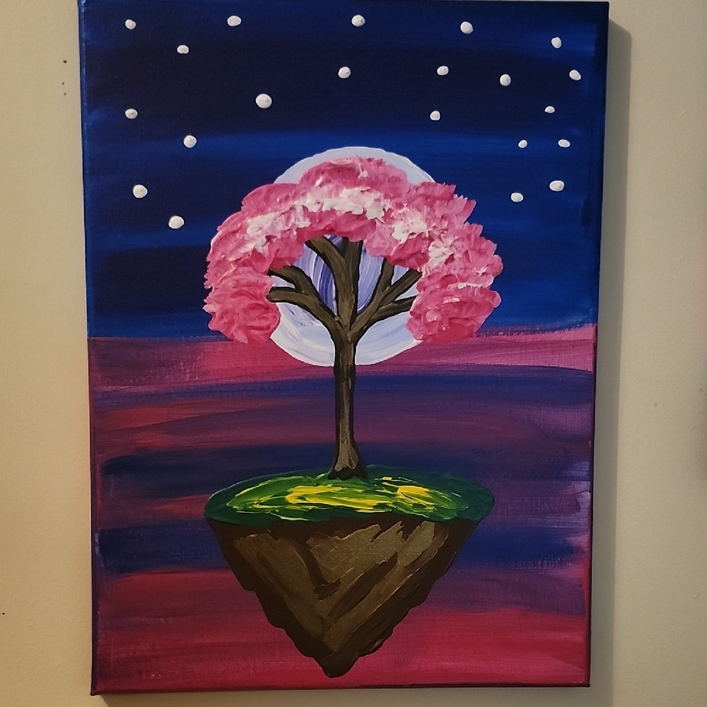 Floating Tree Canvas Art - Pink and Blue